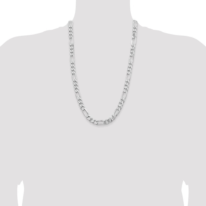 Buy Stylish 9mm Rhodium-Plated Sterling Silver Figaro Chain | Affordable Luxury-4