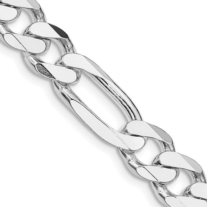 Buy Stylish 9mm Rhodium-Plated Sterling Silver Figaro Chain | Affordable Luxury-1