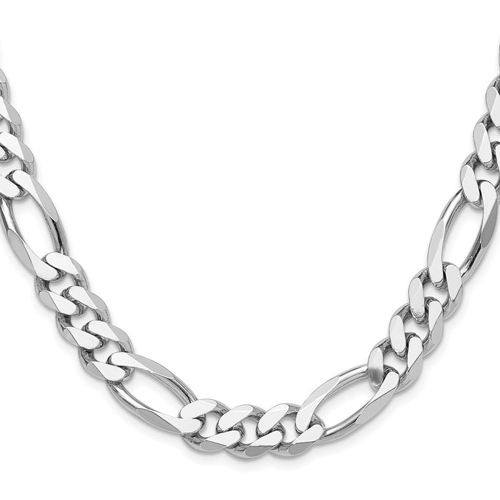 Exclusive Rhodium-Plated Sterling Silver 10.2mm Figaro Chain - Stylish Value-2