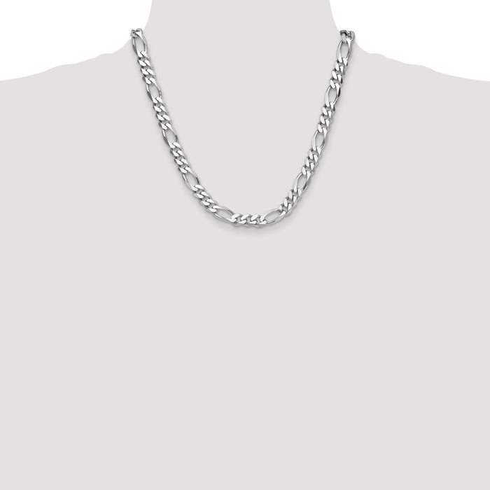 Buy Stylish Rhodium-Plated Sterling Silver Figaro Chain - 10.2mm, Affordable Elegance-4