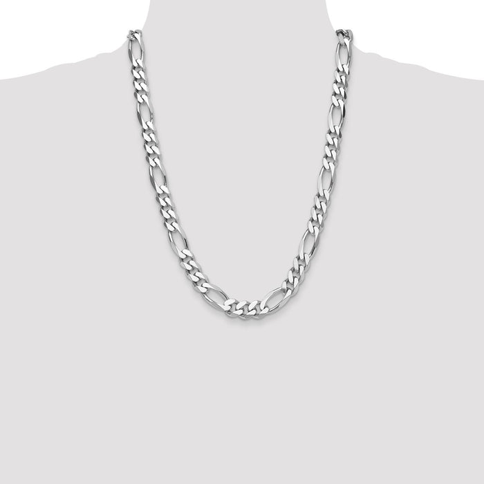 Buy Stylish 10.2mm Rhodium-Plated Sterling Silver Figaro Chain - Value Price-4