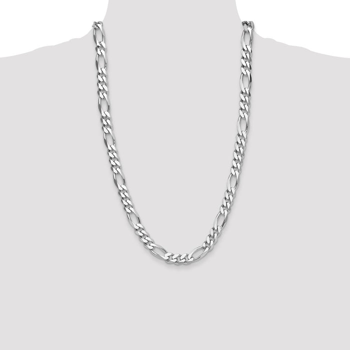 Exclusive Rhodium-Plated Sterling Silver 10.2mm Figaro Chain - Stylish Value-4