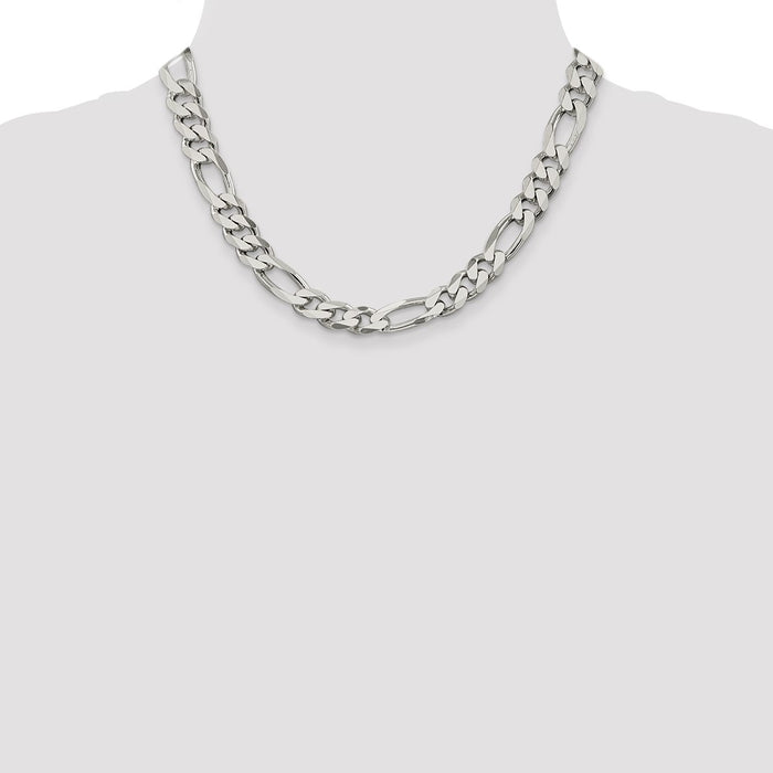 High-Quality 10.75mm Sterling Silver Figaro Chain - Stylish Value Option!-4