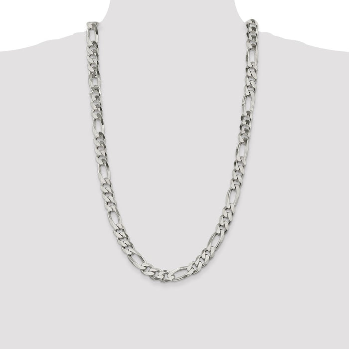 High-Quality 10.75mm Sterling Silver Figaro Chain - Stylish Value Piece-4
