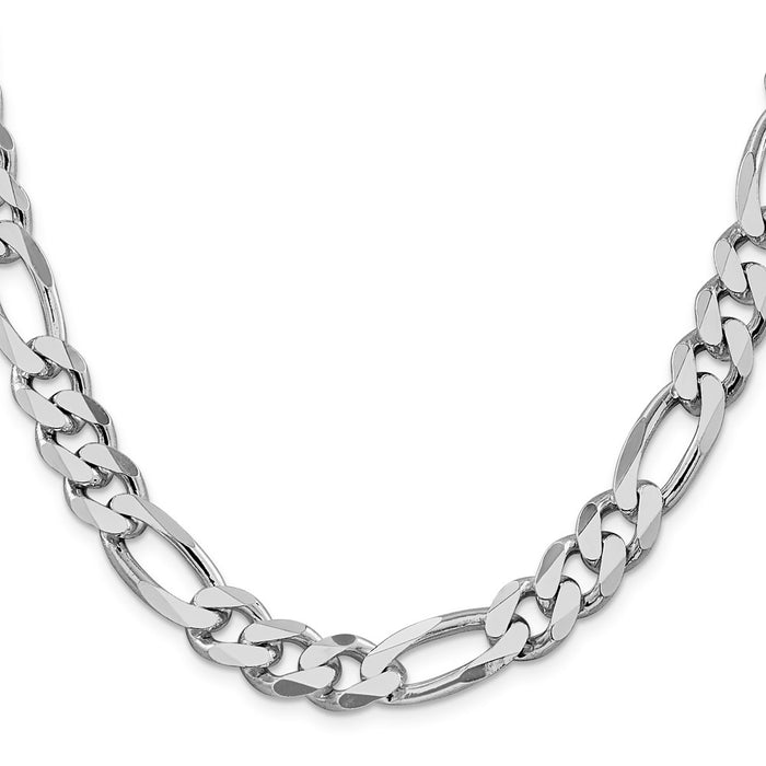 Buy Stylish Rhodium-Plated Sterling Silver 10.75mm Figaro Chain - Affordable Elegance-2