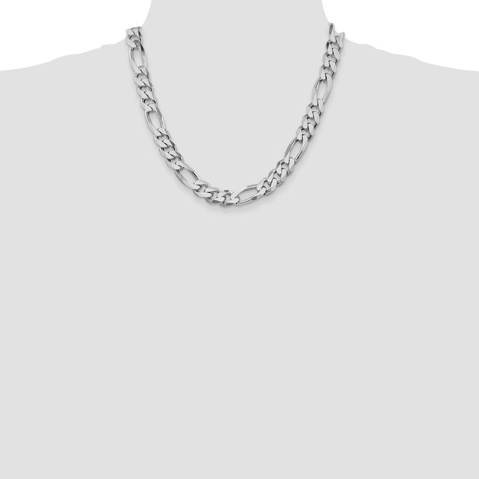Buy Stylish Rhodium-Plated Sterling Silver 10.75mm Figaro Chain - Affordable Luxury-4