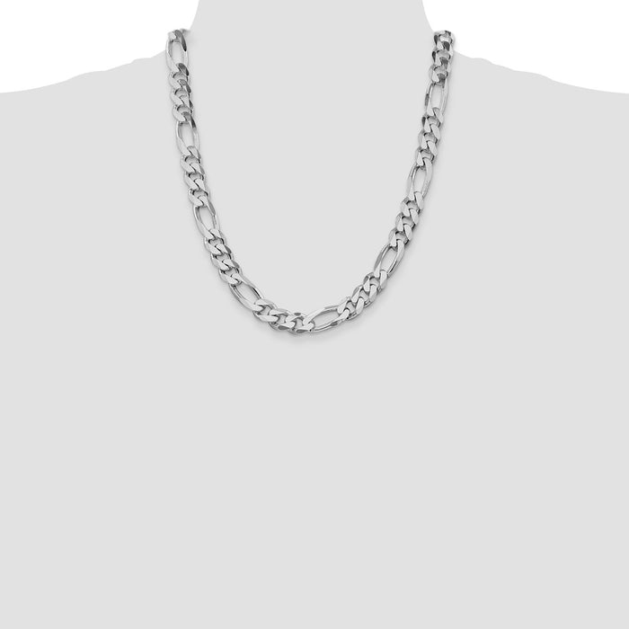 Buy Exclusive 10.75mm Rhodium-Plated Sterling Silver Figaro Chain | Stylish Value-4