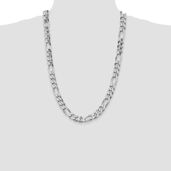 Designer Rhodium-Plated Sterling Silver 10.75mm Figaro Chain - Stylish Value!-4