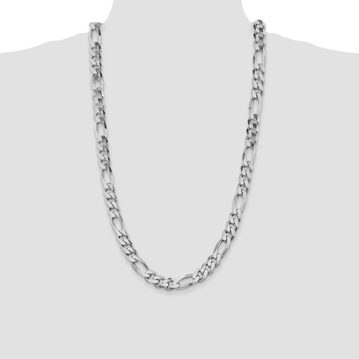 High-Quality Rhodium-Plated Sterling Silver 10.75mm Figaro Chain - Stylish Value-4