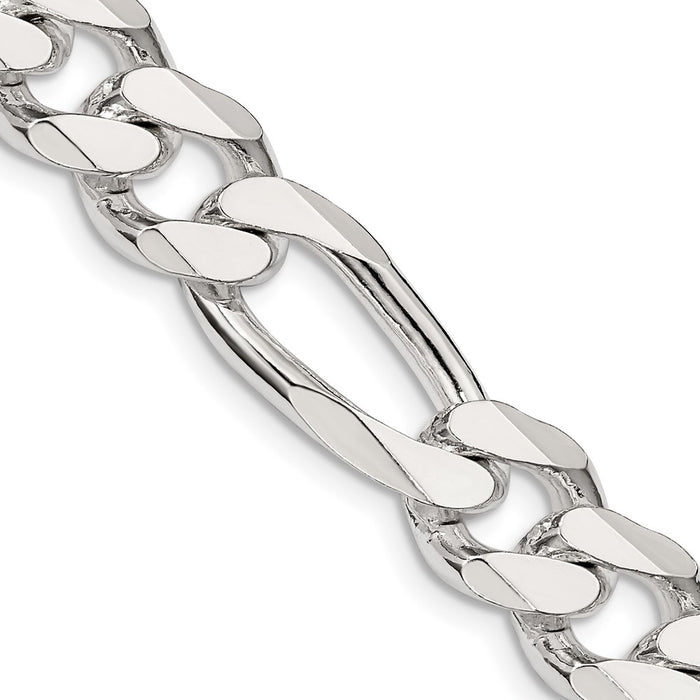 High-Quality 10.75mm Sterling Silver Figaro Chain - Stylish Value Option!-1
