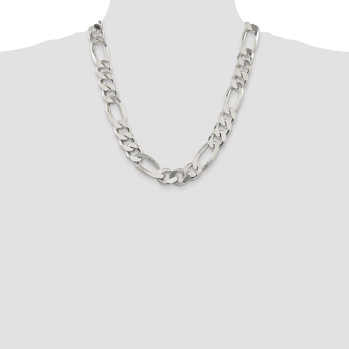Buy Stylish 15mm Sterling Silver Figaro Chain - Affordable Luxury Jewelry-4