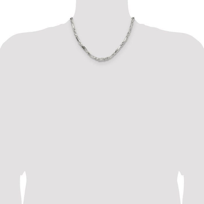 Buy Stylish Sterling Silver 4.75mm Double Curved Figaro Chain - Luxury Value!-4