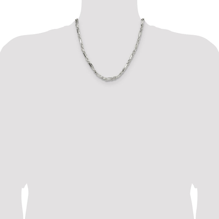 Buy Stylish 4.75mm Diamond-Cut Figaro Chain in High-Quality Sterling Silver-4