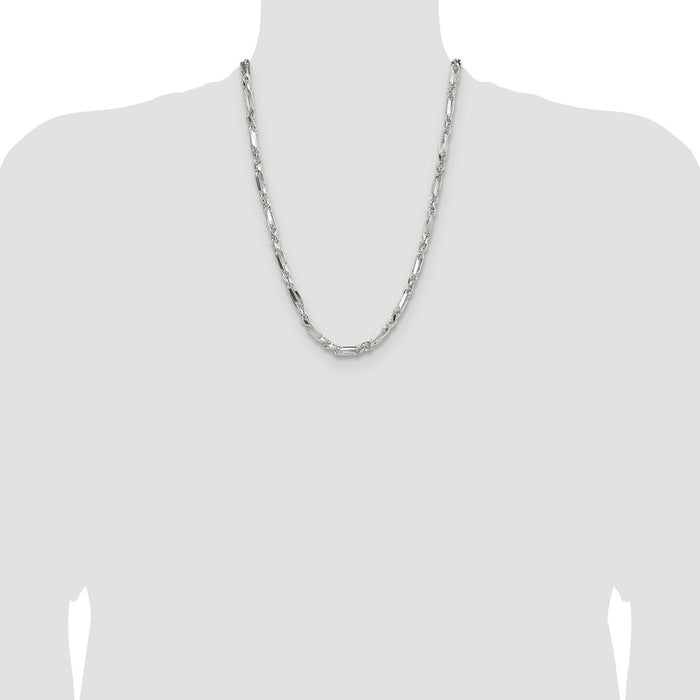 Buy Stylish 4.75mm Diamond-Cut Figaro Chain in High-Quality Sterling Silver-4