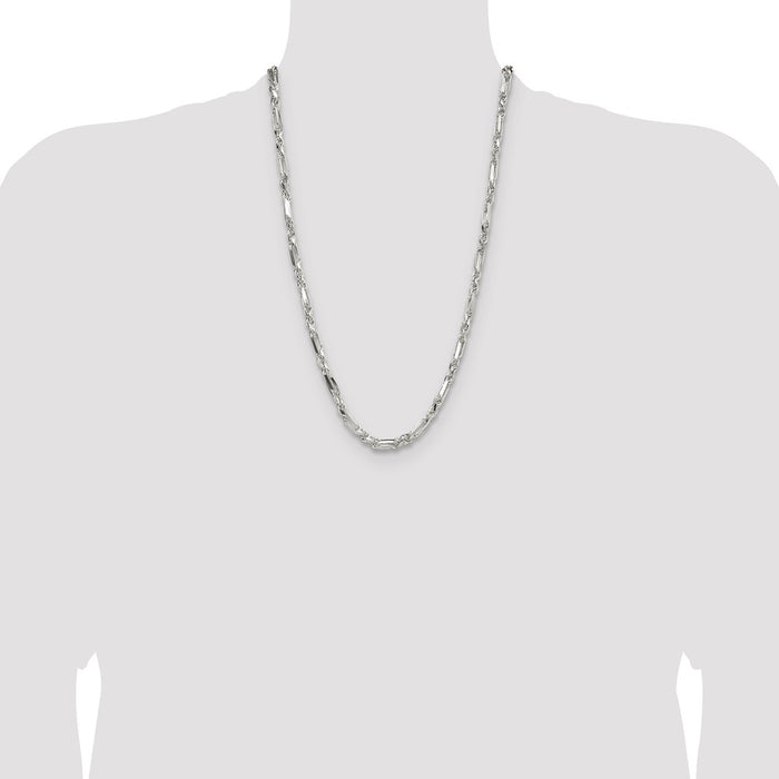 Order a Stylish 4.75mm Diamond-Cut Figaro Chain in High-Quality Sterling Silver-4