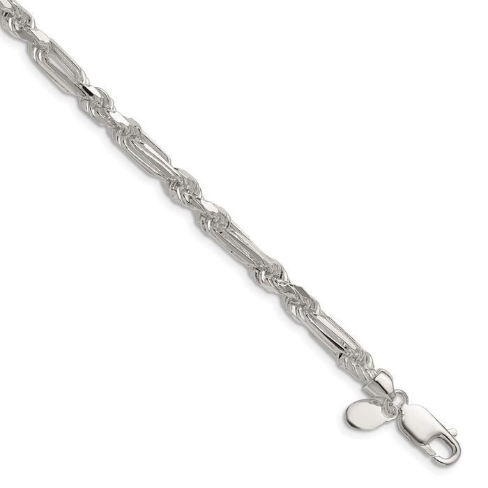 Exclusive 4.75mm Diamond-Cut Figaro Chain in Sterling Silver - Stylish Value-1