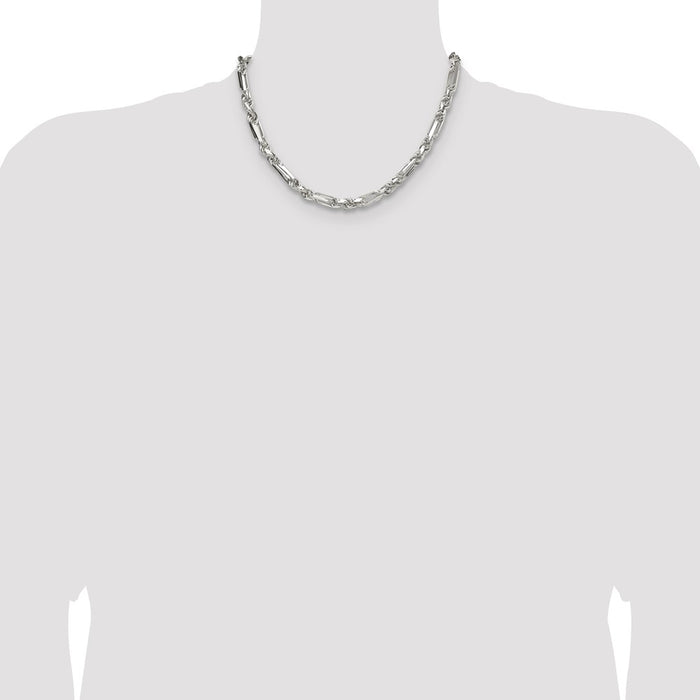 High-Quality 6mm Sterling Silver Double Curb Figaro Chain - Stylish Value!-4