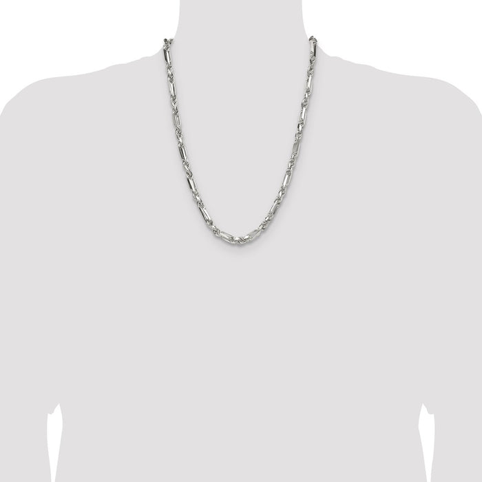 Buy Stylish Sterling Silver 6mm Double Curb Figaro Chain - Affordable Luxury!-4