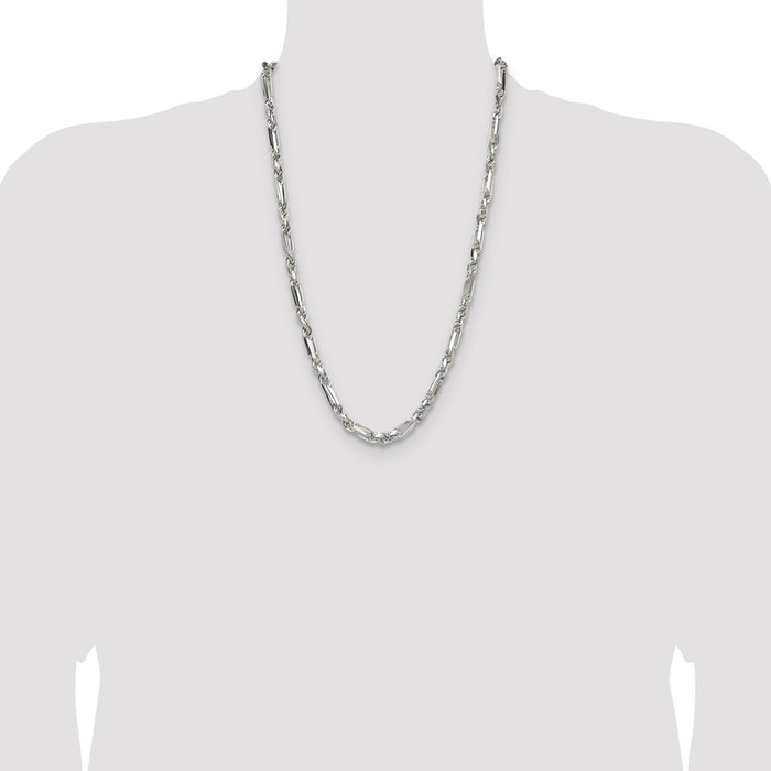 Buy Stylish 6mm Double Curb Figaro Chain in High-Quality Sterling Silver-4