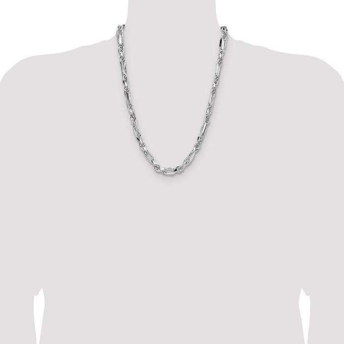 Buy Stylish 7mm Diamond-Cut Figaro Chain in High-Quality Sterling Silver-4