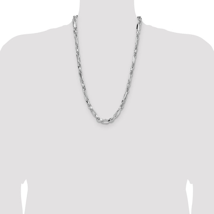 Exclusive 7mm Double Curb Figaro Chain in Sterling Silver - Affordable Luxury-4