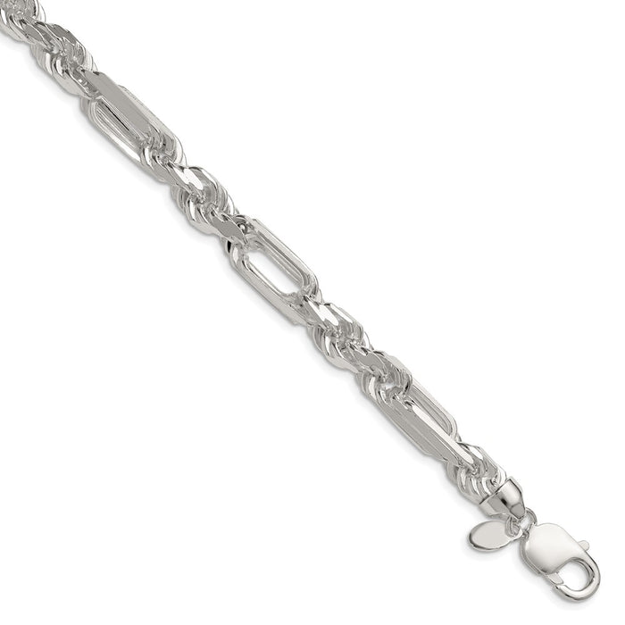Buy Stylish 8mm Sterling Silver Double Curb Figaro Chain - Affordable Luxury!-1