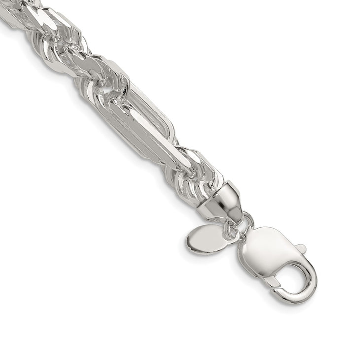 Buy Stylish 8mm Sterling Silver Double Curved Figaro Chain - Luxury Value-1