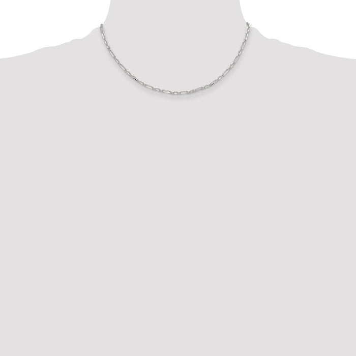 Buy Stylish Sterling Silver 3mm Double Cable Link Chain - 3 Short Links & 1 Long Link-4