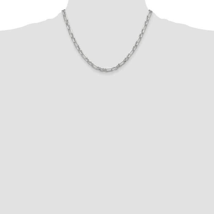 Buy Stylish 6mm Sterling Silver Double Cable Link Chain - 3 Short, 1 Long Link-4