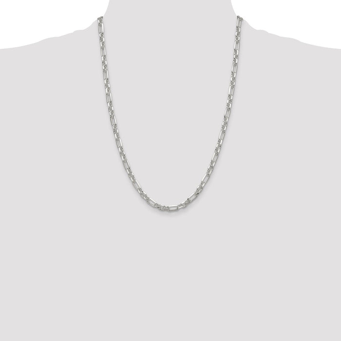 Buy Stylish 6mm Sterling Silver Double Cable Link Chain - 3 Short, 1 Long-4