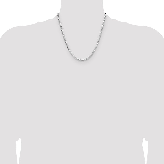 High-Quality Rhodium-Plated Sterling Silver 3.25mm Double Curb Chain - Stylish Value-4