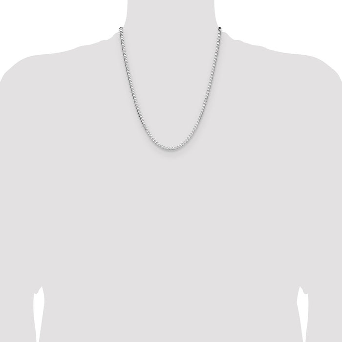 Buy Stylish Rhodium-Plated Sterling Silver 3.25mm Double Curb Chain - Luxury Value!-4