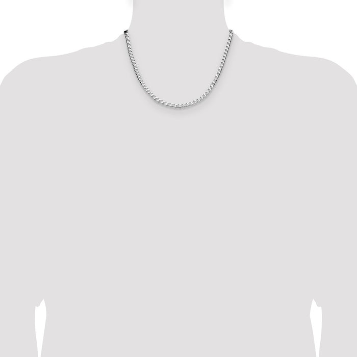 Exclusive Rhodium-Plated Sterling Silver 4mm Double Curb Chain - Stylish Value!-4