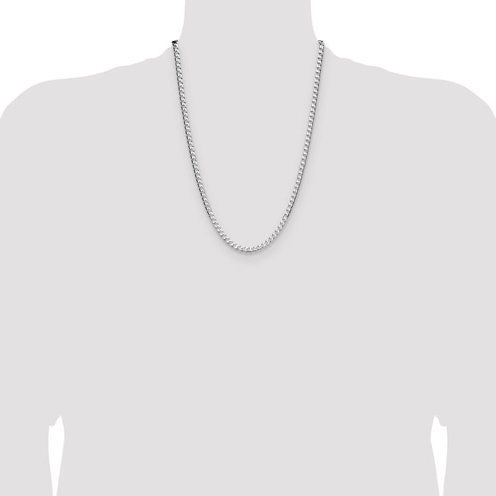 Buy Stylish 4mm Rhodium-Plated Sterling Silver Double Curb Chain - Affordable Luxury!-4