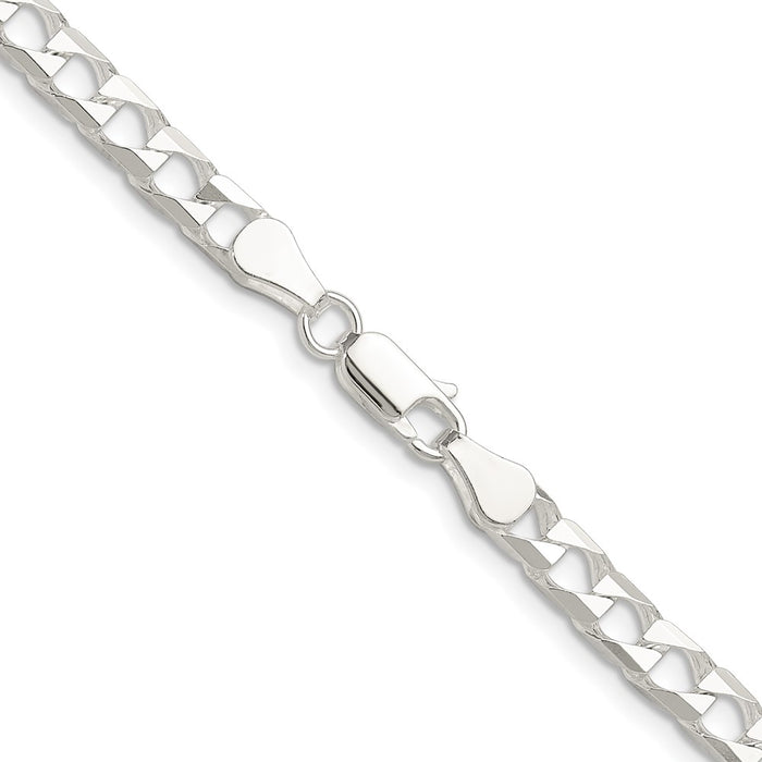 High-Quality 5mm Double Curb Square Chain in Sterling Silver - Affordable Luxury!-3