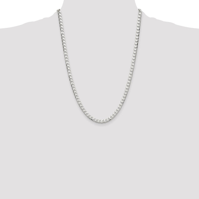 High-Quality 5mm Double Curb Square Chain in Sterling Silver - Affordable Luxury!-4