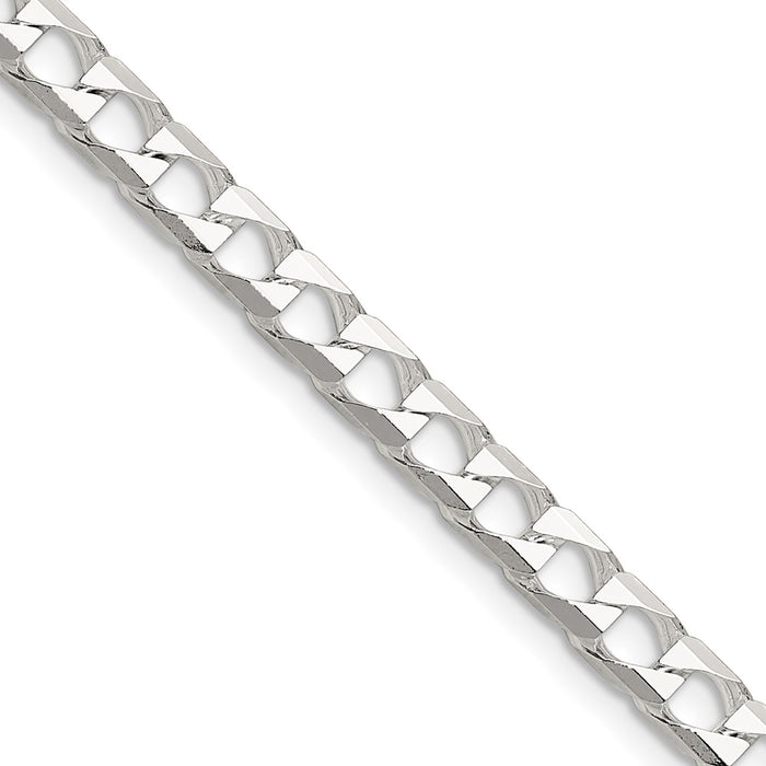 High-Quality 5mm Double Curb Square Chain in Sterling Silver - Affordable Luxury!-1