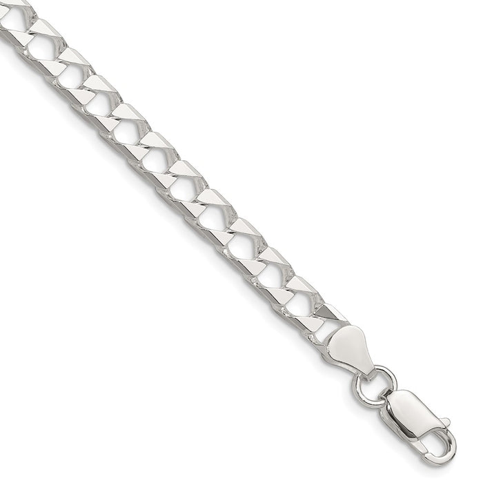 High-quality 5.75mm Diamond-Cut Square Curb Chain in Sterling Silver - Stylish Value!-1