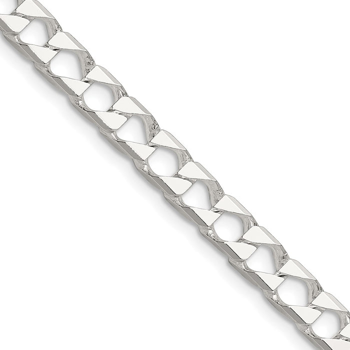 Exclusive 5.75mm Diamond-Cut Square Curb Chain in Sterling Silver - Stylish Value-1