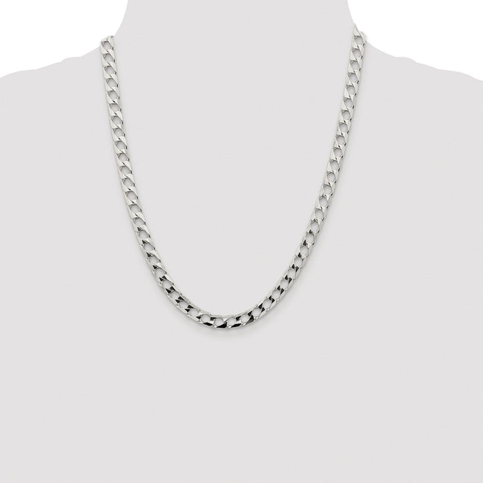 Exclusive Rhodium-Plated Sterling Silver 6.25mm Double Curb Chain - Stylish Value-4