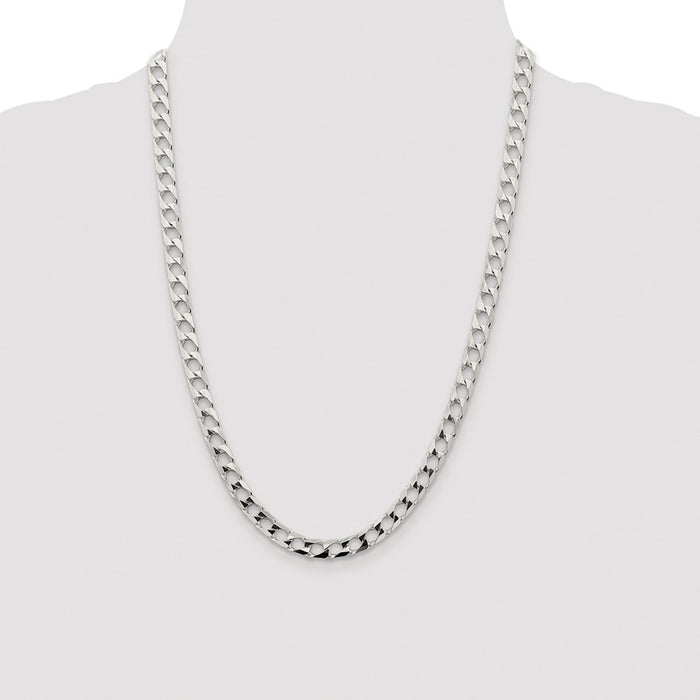 Exclusive Rhodium-Plated Sterling Silver 6.25mm Double Curb Chain - Stylish Value-4