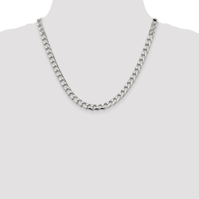 High-Quality Double Curb Square Chain 7.2mm in Sterling Silver - Stylish Value!-4