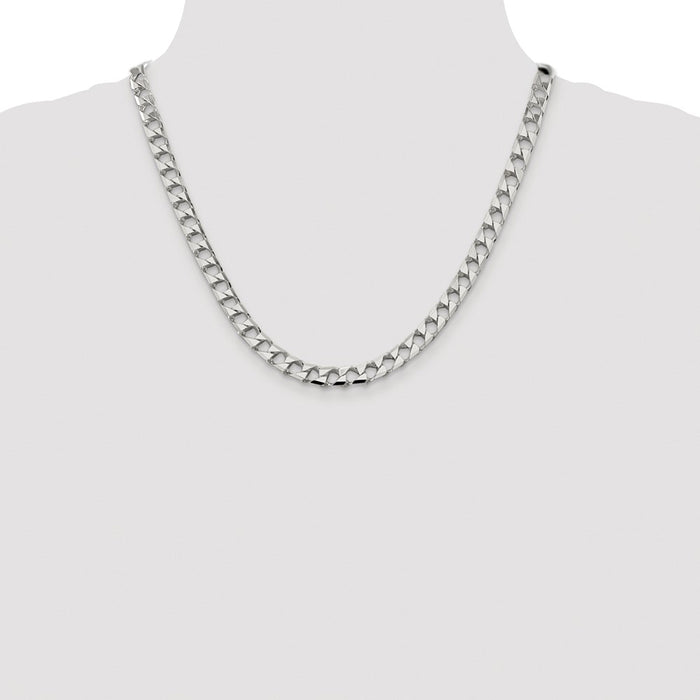 Exclusive Rhodium-Plated Sterling Silver 7.2mm Double Curb Chain - Stylish Value-4