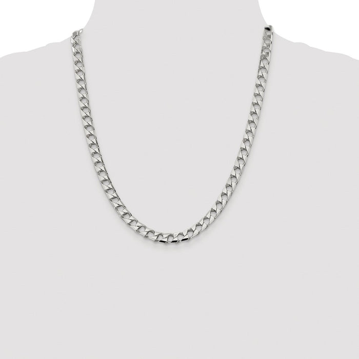 Buy Stylish 7.2mm Rhodium-Plated Sterling Silver Double Curb Chain-4