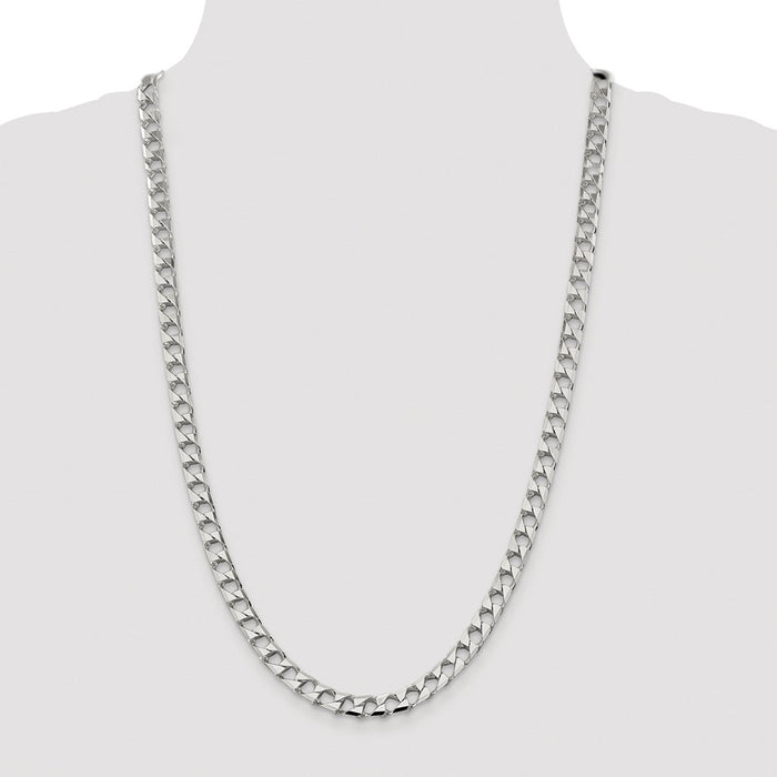 Buy Stylish Rhodium-Plated Sterling Silver 7.2mm Double Curb Chain - Affordable Elegance-4