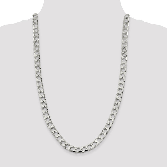Exclusive 8.6mm Sterling Silver Double Curb Square Chain - Affordable Luxury-4