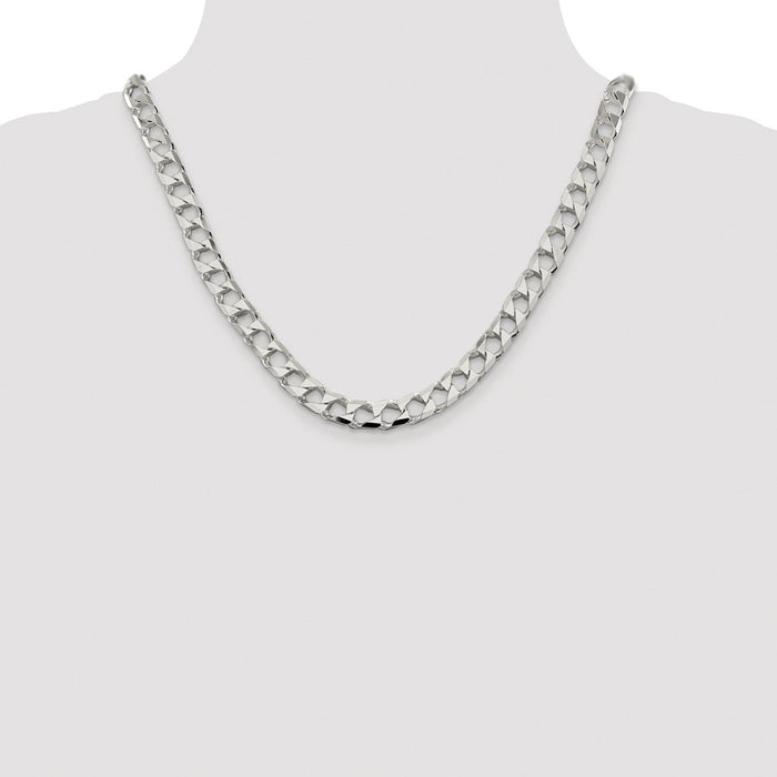 Buy Stylish Rhodium-Plated Sterling Silver 8.6mm Double Curb Chain - Luxury Look!-4
