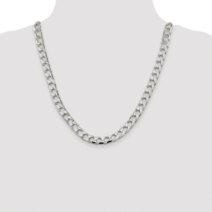 Exclusive 8.6mm Rhodium-Plated Sterling Silver Double Curb Chain - Luxury Value!-4
