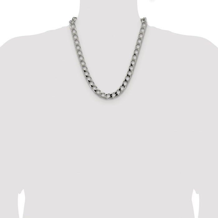 High-Quality Rhodium-Plated Sterling Silver 10.3mm Double Curb Chain - Stylish Value-4