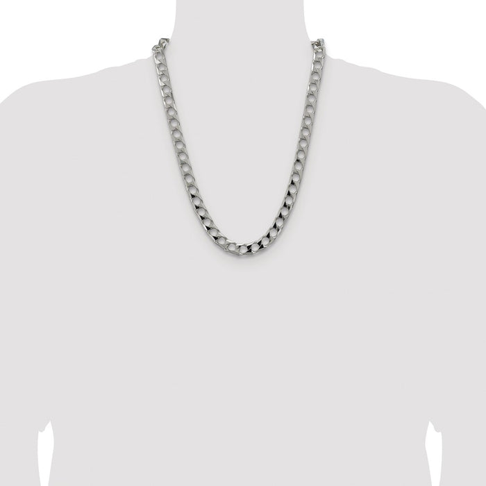 High-Quality Rhodium-Plated Sterling Silver 10.3mm Double Curb Chain - Stylish Value!-4